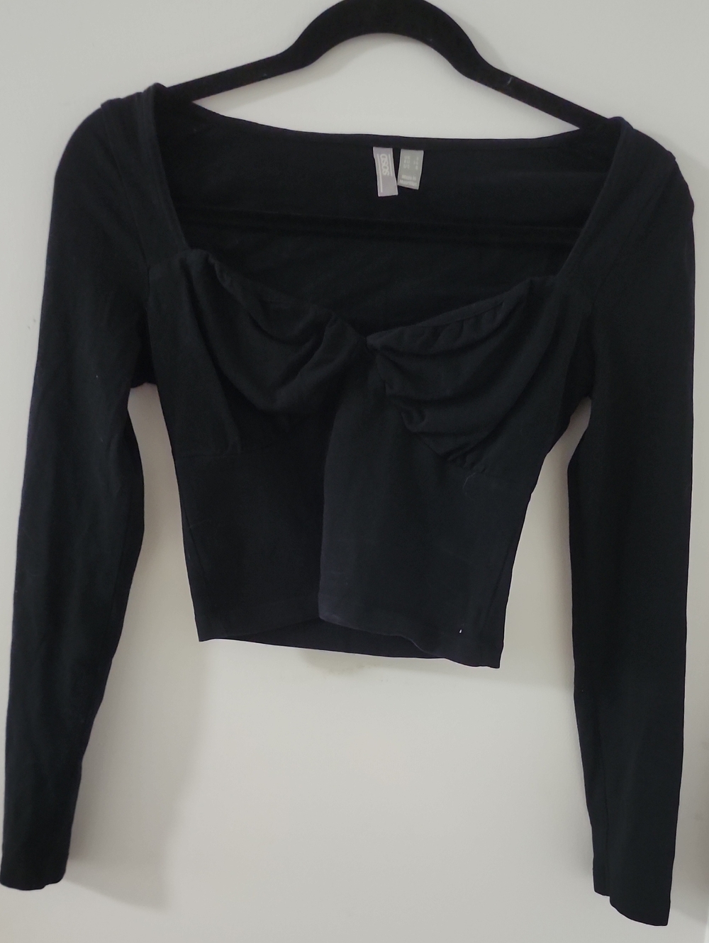 ASOS Black Long-Sleeve Sweetheart Crop Top
